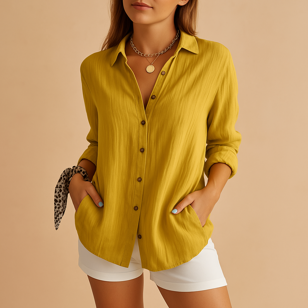 Women’s Lightweight Long Sleeve Blouse – Relaxed Fit for Everyday and Workwear