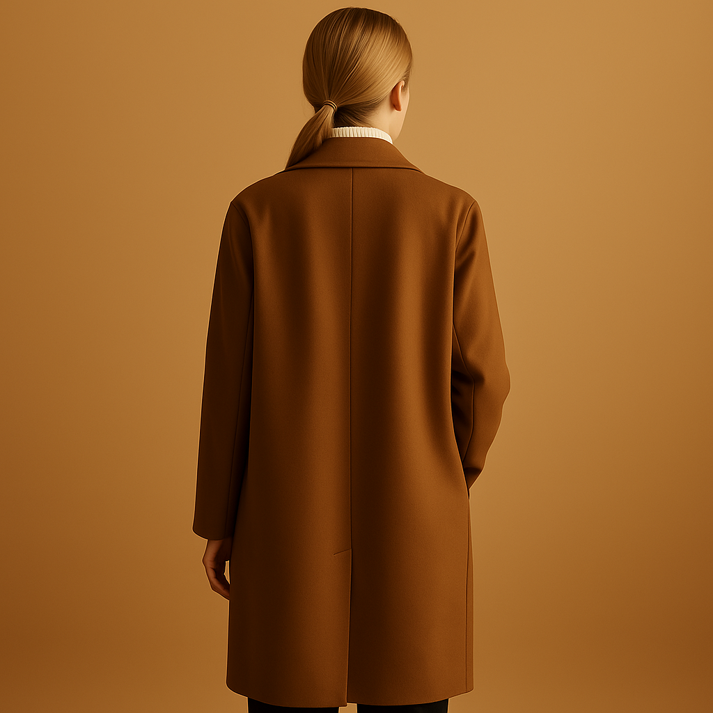 Women’s Long Double-Breasted Coat – Relaxed Tailored Fit with Warm Lining