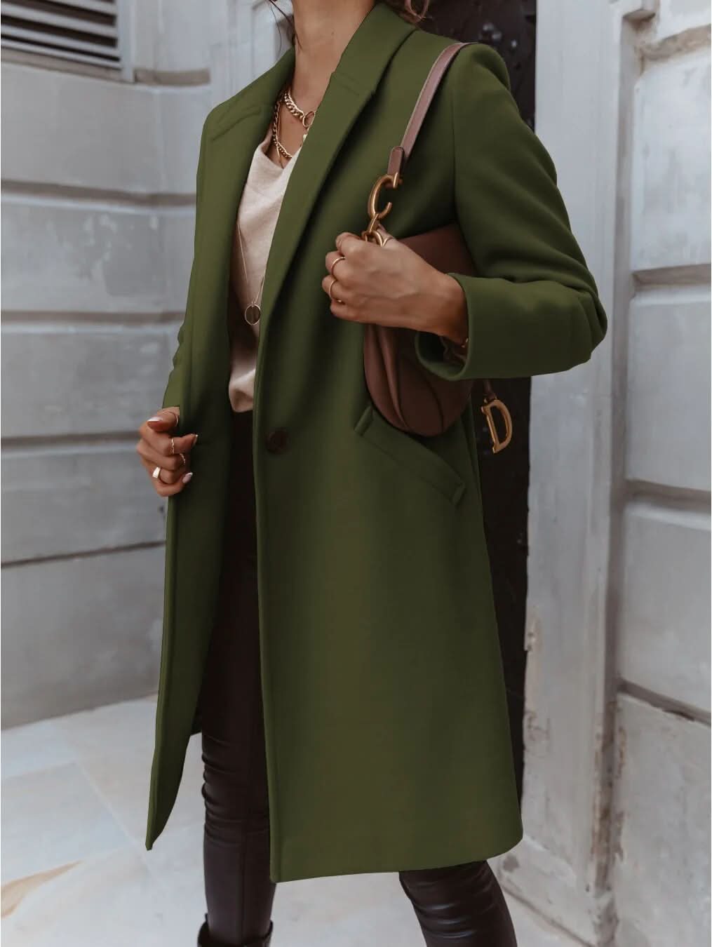 Women’s Long Tailored Coat – Elegant Structured Overcoat for Smart Layering