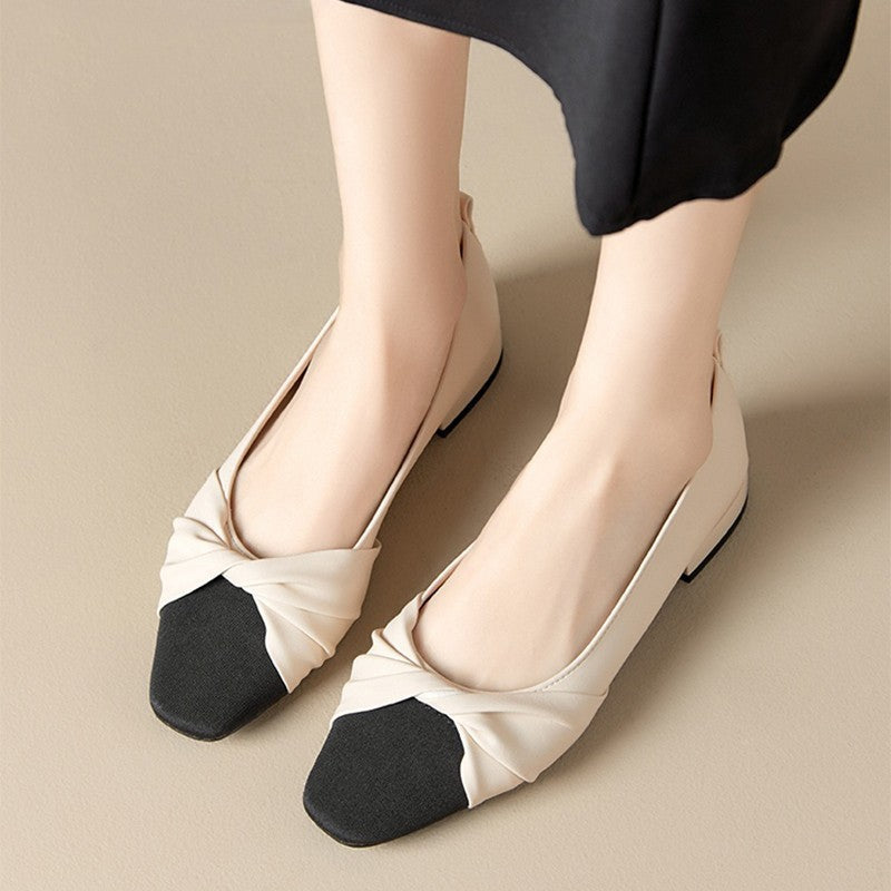 Women’s Low Heel Shoes – Pointed Toe – Twisted Strap – Elegant Style
