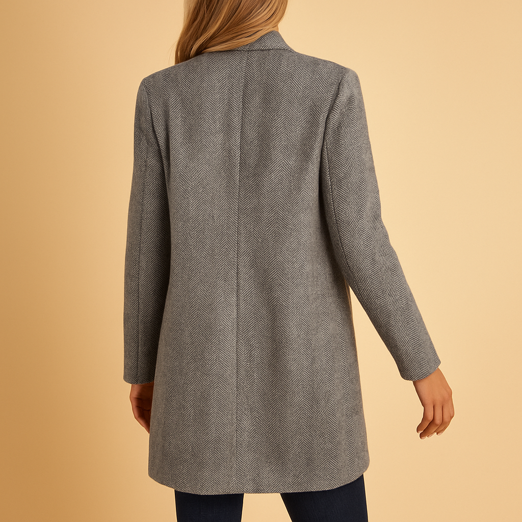 Women’s Printed Tailored Jacket – Slim Fit with Structured Shoulders and Zip Detailing
