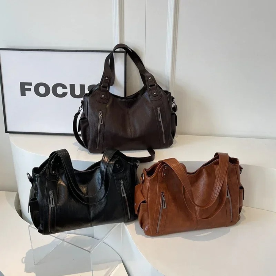 Women’s Shoulder Tote Bag – Zip Top, Crossbody Strap