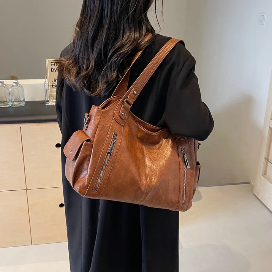 Women’s Shoulder Tote Bag – Zip Top, Crossbody Strap