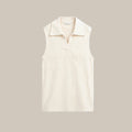 Women’s Sleeveless Knit Top – Open Collar V-Neck