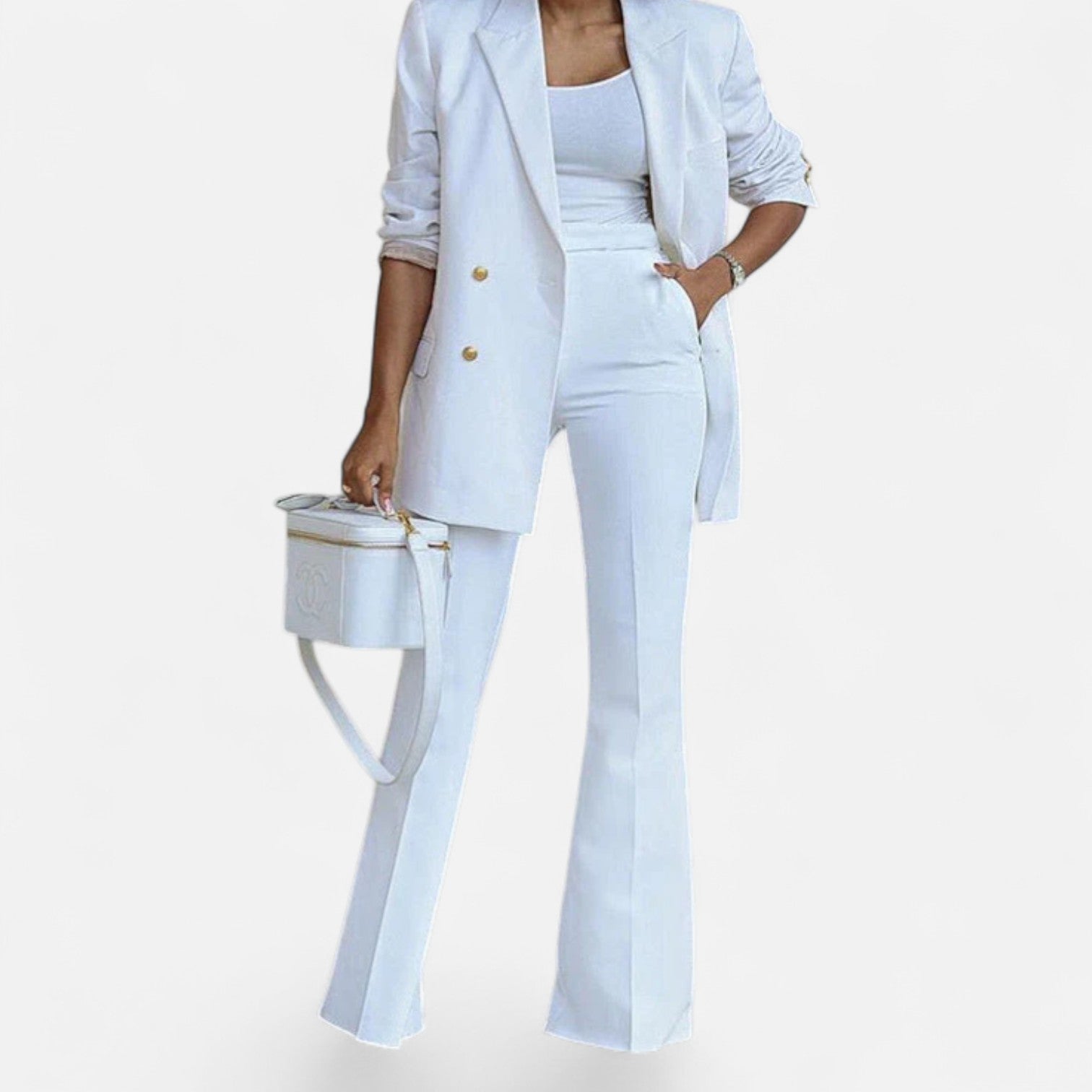 Women’s Tailored Blazer Trouser Set – Two-Piece Suit for Formal and Evening Elegance