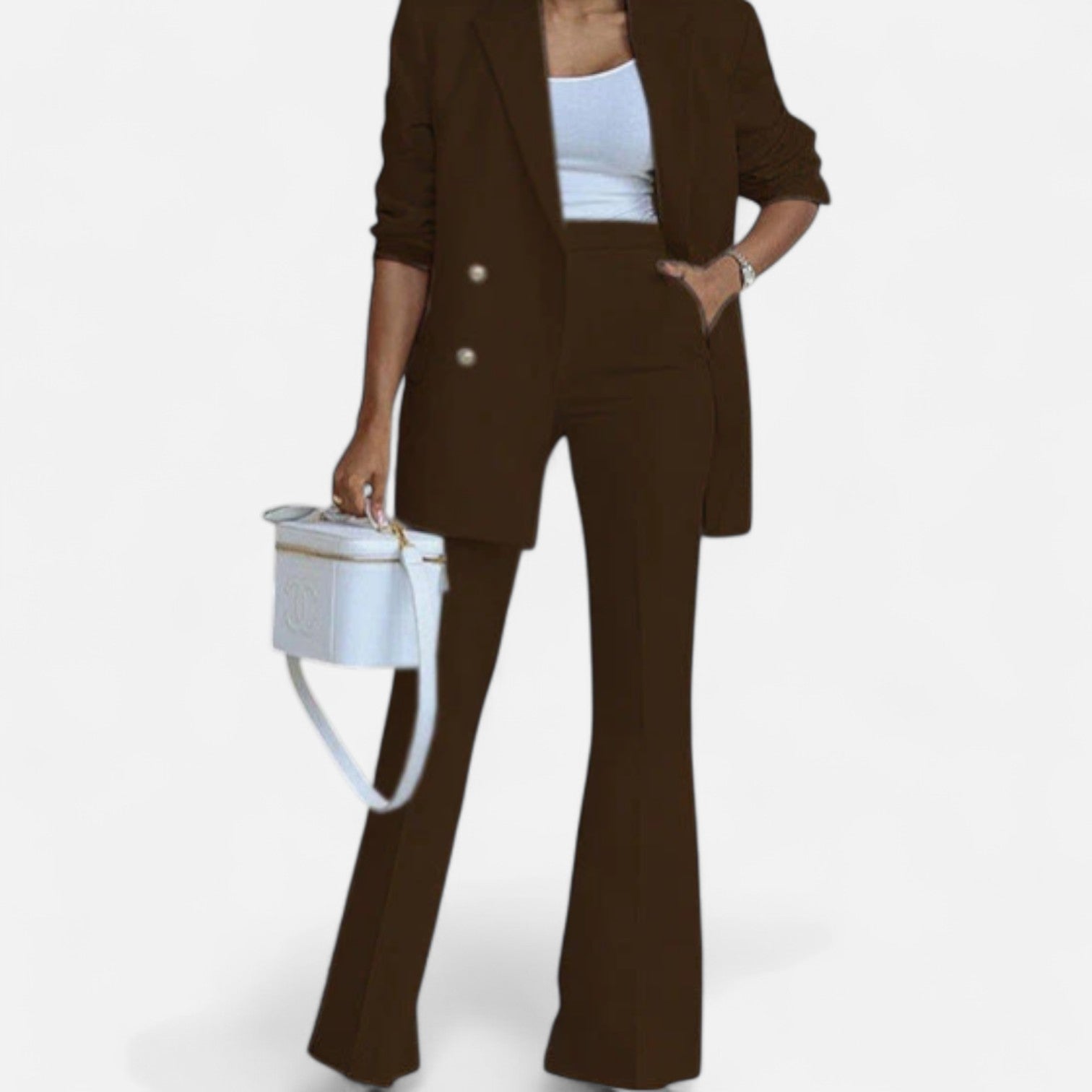 Women’s Tailored Blazer Trouser Set – Two-Piece Suit for Formal and Evening Elegance