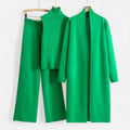 Women’s Three-Piece Set – Sleeveless Top, Wide-Leg Trousers & Longline Cardigan