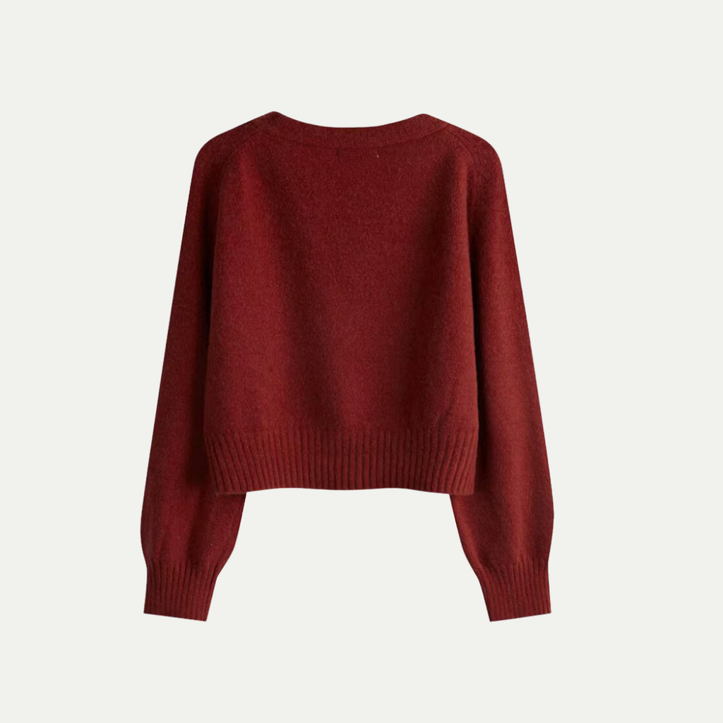 Women’s V-Neck Button Cardigan – Asymmetric Front Knit