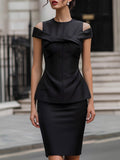 Off-Shoulder Twist Structured Top & Pencil Skirt Set