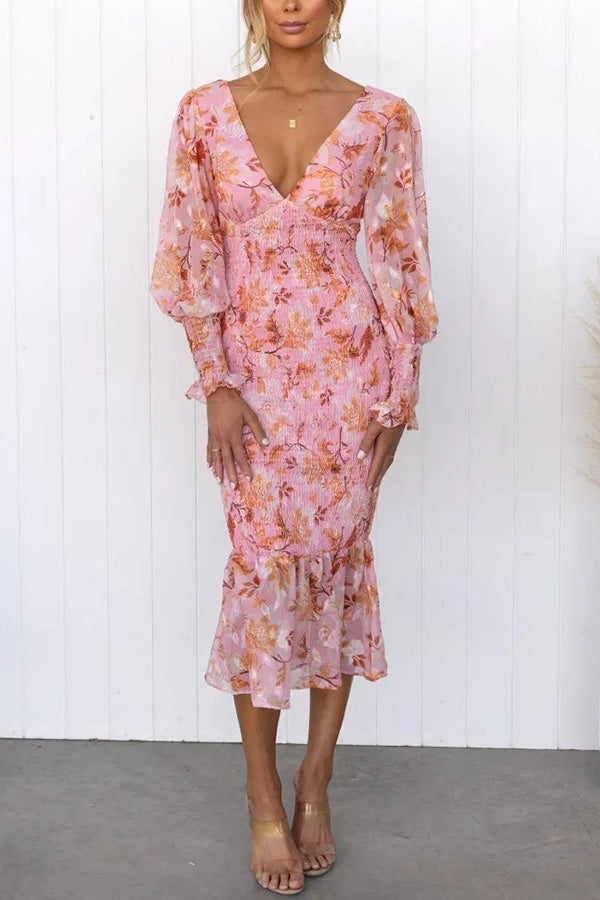 Chic Floral Bodycon Midi Dress for Women