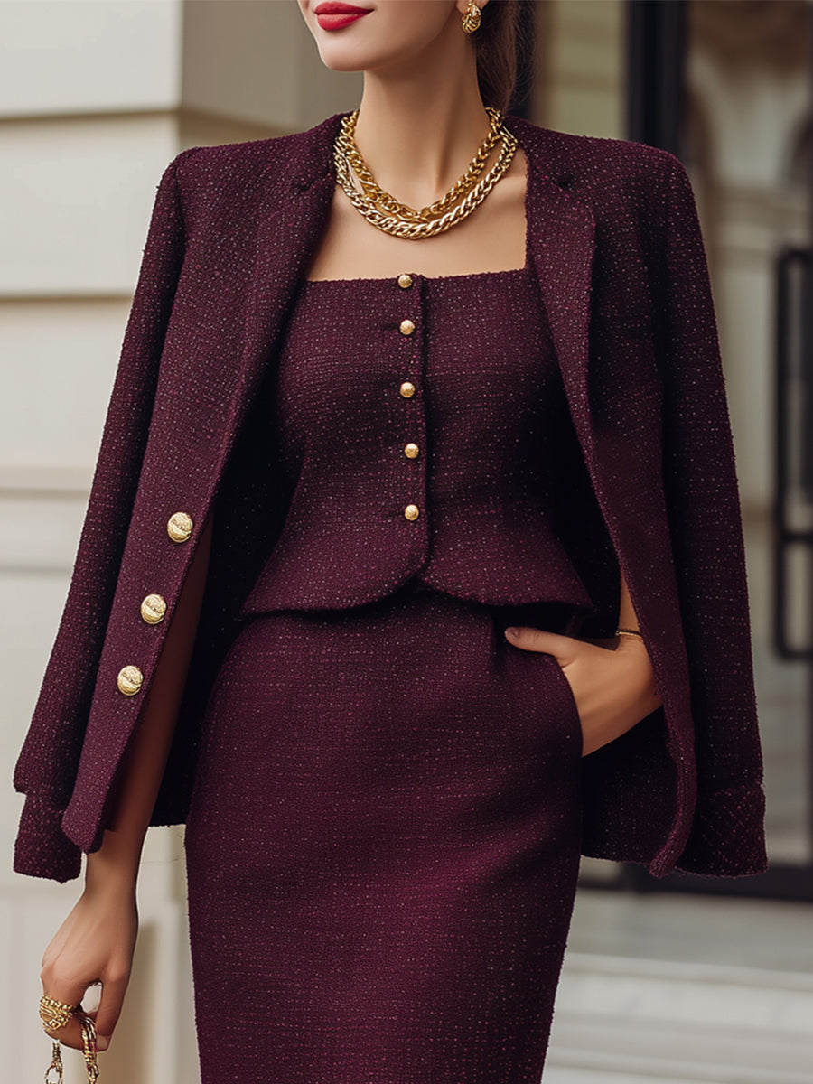 Stylish Tweed Three-Piece Power Set