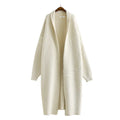 Women’s Hooded Midi Cardigan – Open Front Longline Knit Layer