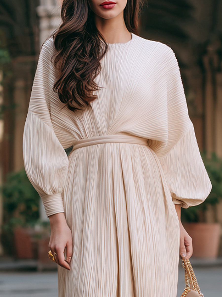 Aurelia Two-Piece Pleated Lantern-Sleeve Set
