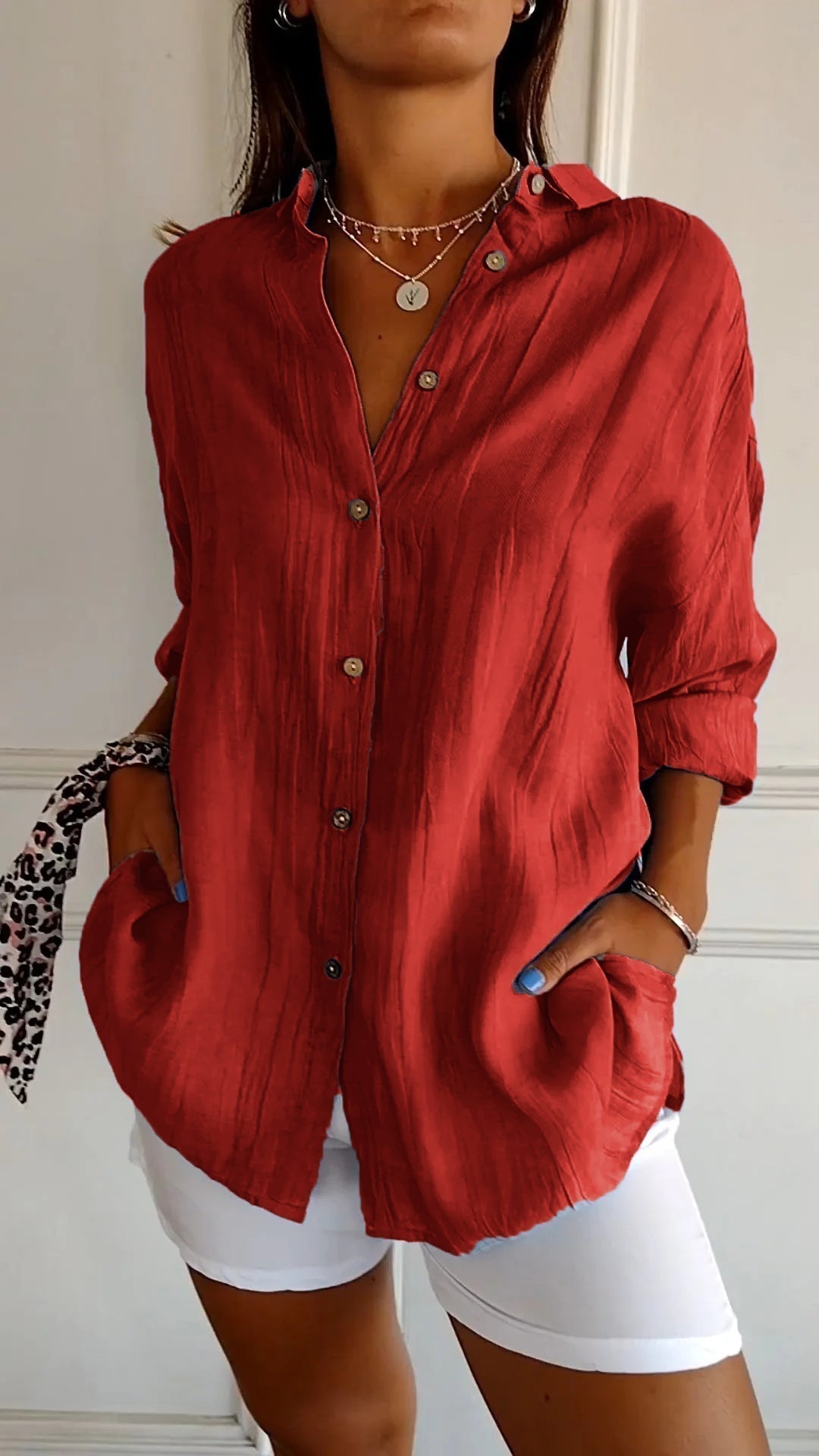 Women's Button-Down Shirt - Lightweight Casual Summer Top
