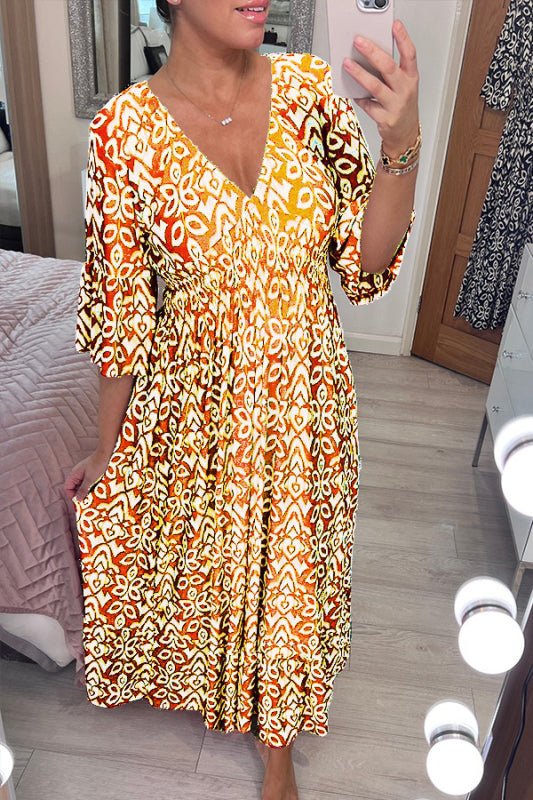 Elegant and Stylish Printed V-Neck Dress for Women