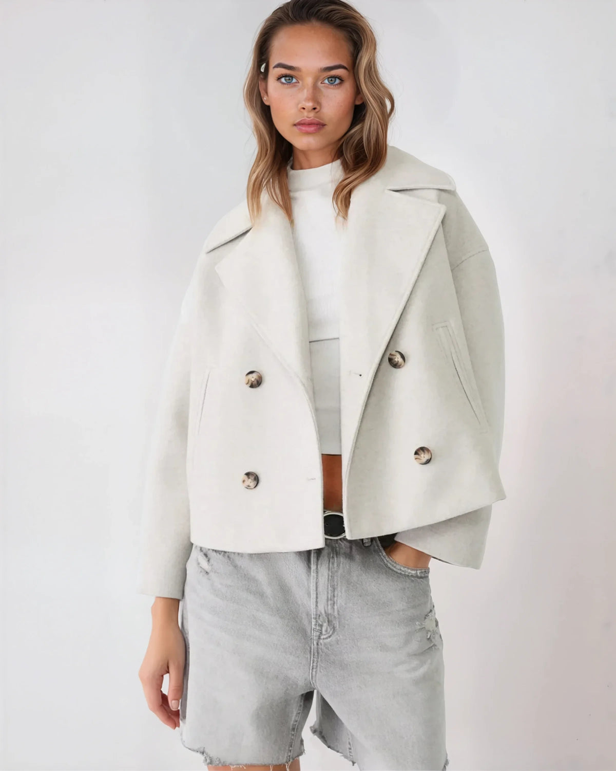 Vanessa Women's Jacket – Elegant & Warm Short Double-Breasted Wool Jacket for Winter