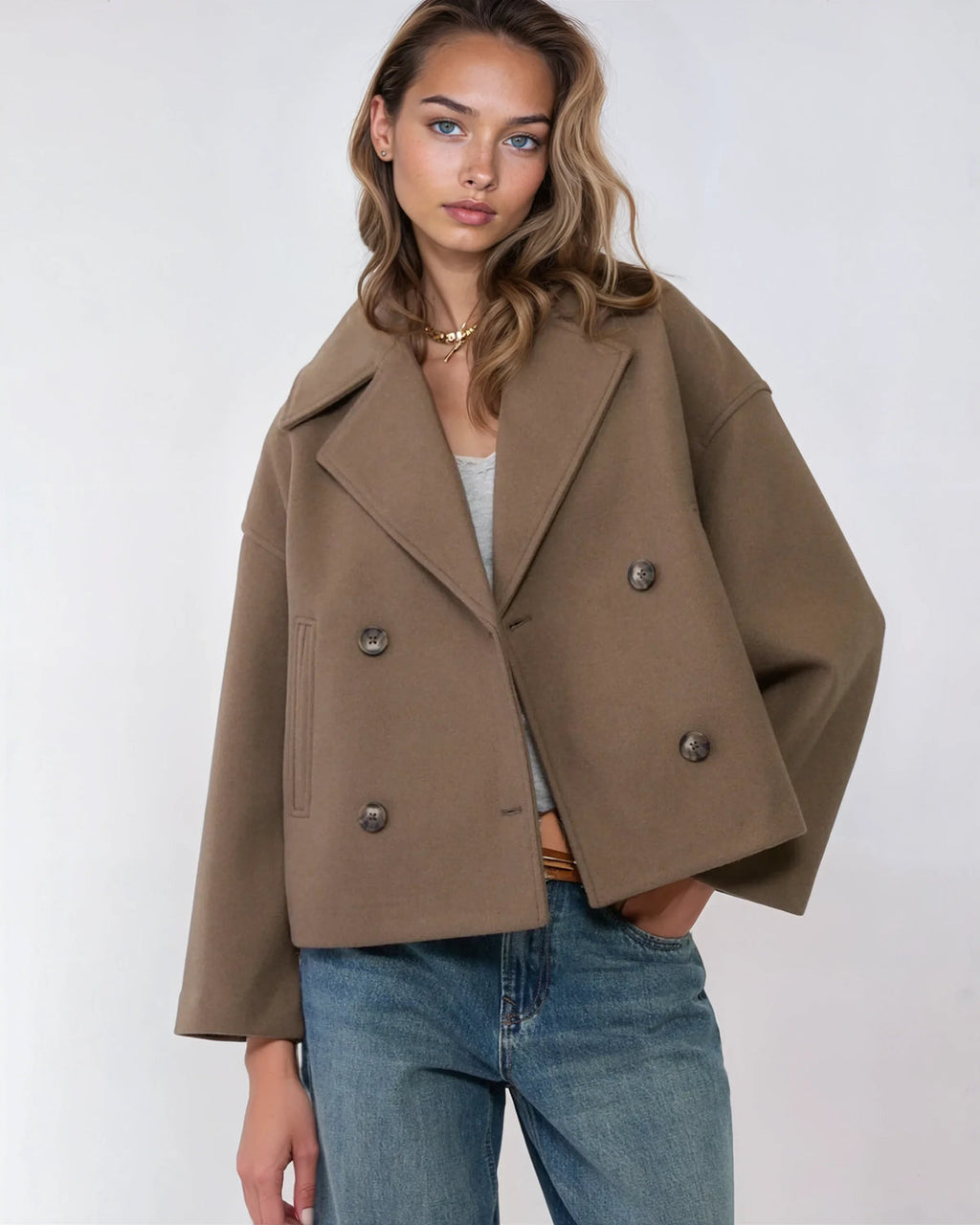 Vanessa Women's Jacket – Elegant & Warm Short Double-Breasted Wool Jacket for Winter
