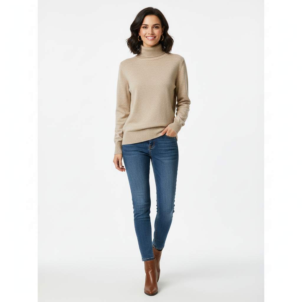 Léa Women's Turtleneck Sweater – Soft Cashmere Sweater with a Slim and Elegant Fit